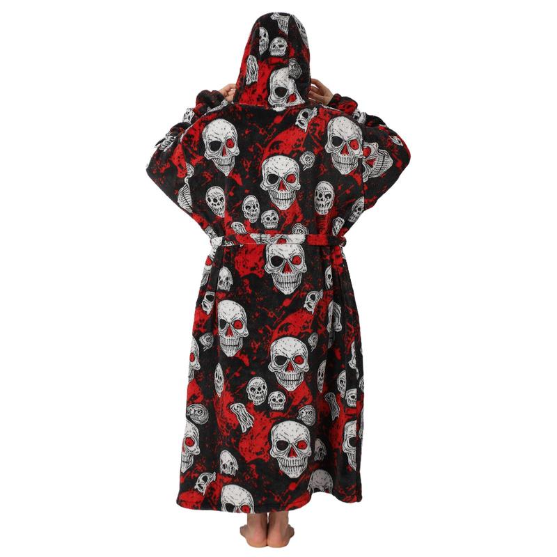 Cute Cartoon Print Home Hoodie Blanket (1 Count), 320GSM Oversized Wearable Hooded Sweatshirt Pullover, Breathable Comfortable Hoodie Nightgown with Big Pocket, Christmas Blanket, Christmas Gifts, Stocking Fillers, Christmas Gifts, Christmas Decorations