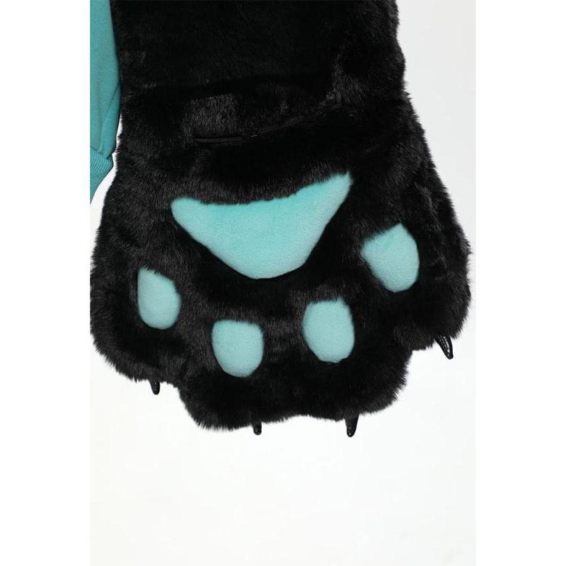 Micotaku Black Blue Dizzy Kitten Furry Paw Zip-up Hoodie