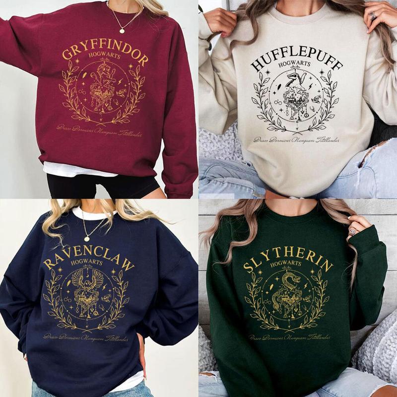 Wizard Harry Potter Hogwarts Houses Sweatshirt, Bookie Shirt, Fantasy Wizard Sweatshirt, Christmas Gift For Family, Gift For Men, Gift For Women, Full Size, Full Colors