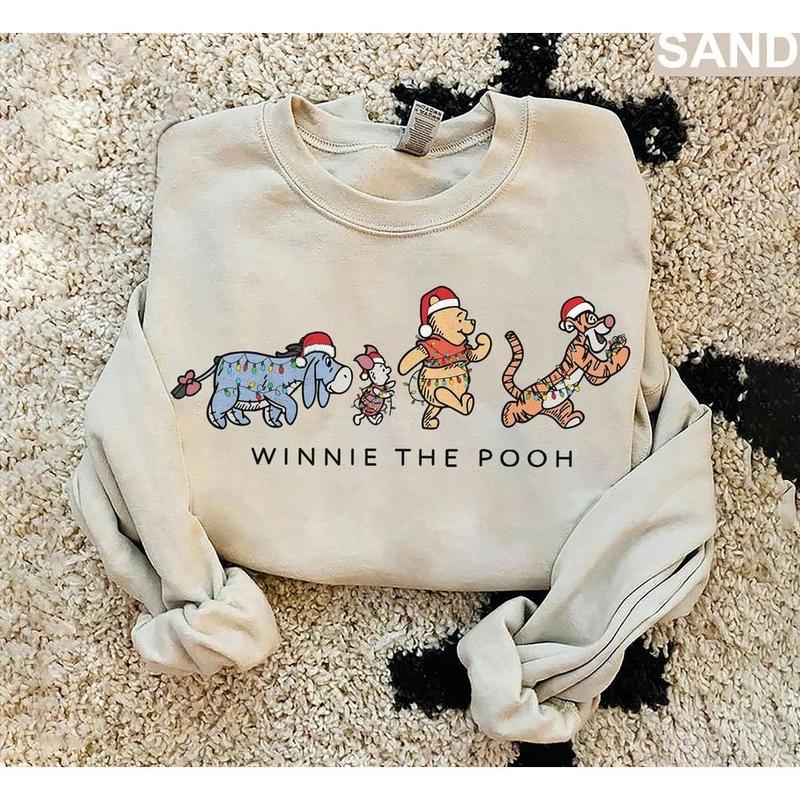 Vintage Winnie Pooh And Friends Christmas Sweatshirt, Pooh Bear Christmas Shirt, Christmas Shirt, Retro Christmas Tee 8H9X1