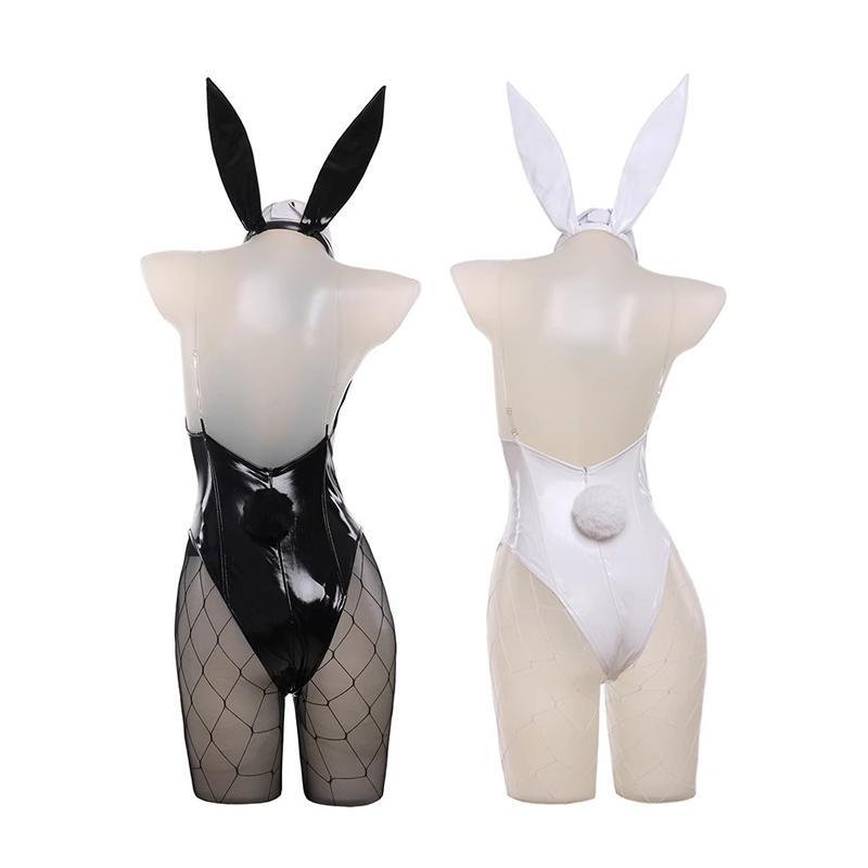 Goddess of Victory Blanc Bunny Girl Costume - Noir Bunny Suit for Women, Sexy Cosplay Outfit in White and Black Jumpsuits