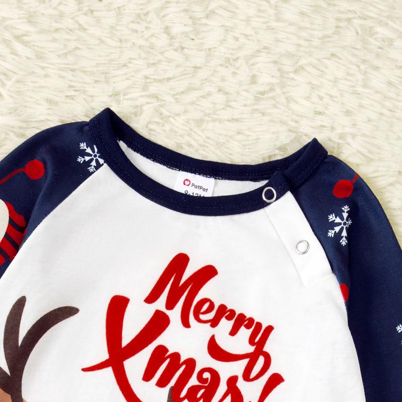 PatPat Christmas Family Pajamas Reindeer Pattern Big Graphic Raglan Sleeves Pajamas Sets