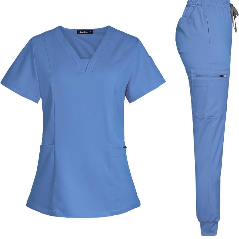 Women's Medical Scrub Set with 8 Pockets and Stretchy Material  Uniforms Workwear Breathable Comfortable