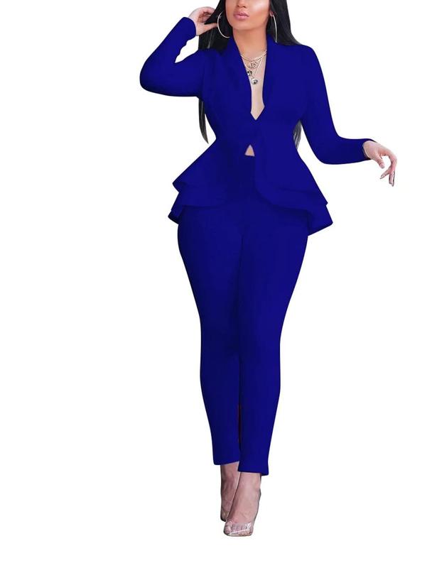 Saledress Outfits Women's Suit Sets 2 Piece Sets Sexy V Neck Business Casual Blazer Suit Pants Sets Women's Business Casual Blazer Set