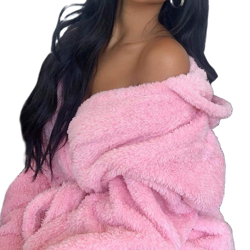 Women pajamas Sleepwear Pink Cute Nightgown Robe Winter Unisex Plush Pajamas Adults Animal Flannel Bath Robe Sleepwear