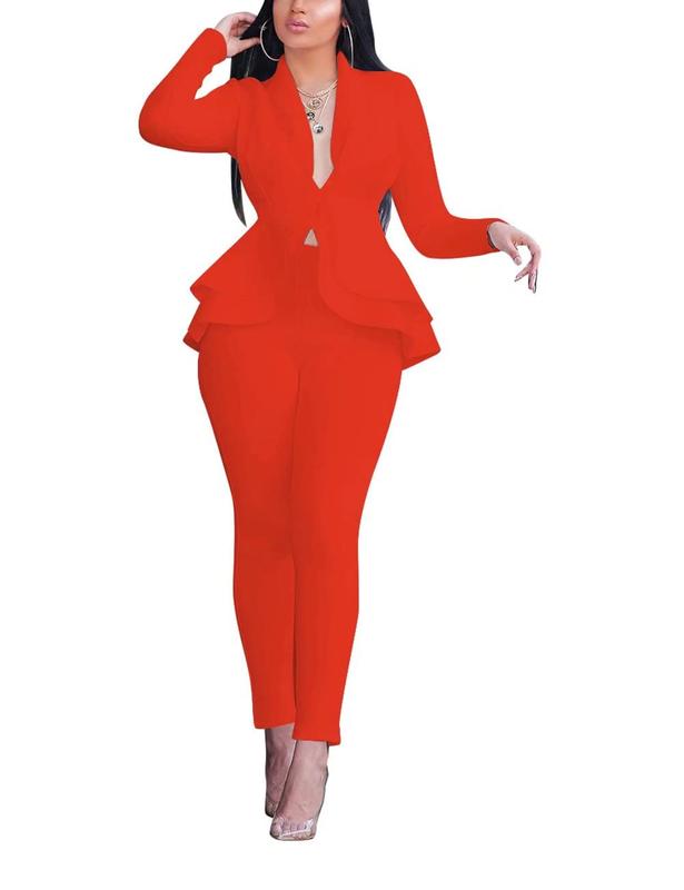 Saledress Outfits Women's Suit Sets 2 Piece Sets Sexy V Neck Business Casual Blazer Suit Pants Sets Women's Business Casual Blazer Set