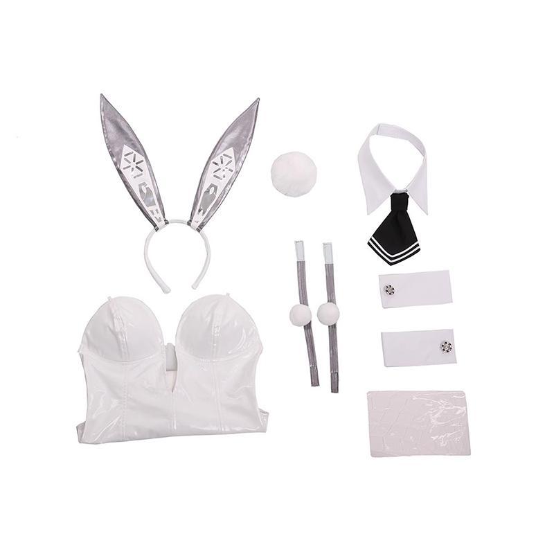 Goddess of Victory Blanc Bunny Girl Costume - Noir Bunny Suit for Women, Sexy Cosplay Outfit in White and Black Jumpsuits