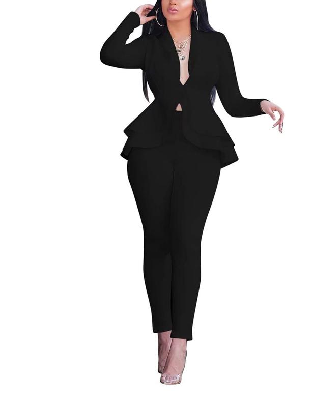 Saledress Outfits Women's Suit Sets 2 Piece Sets Sexy V Neck Business Casual Blazer Suit Pants Sets Women's Business Casual Blazer Set