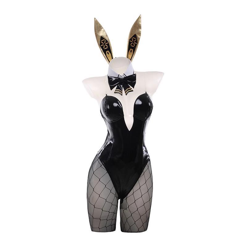 Goddess of Victory Blanc Bunny Girl Costume - Noir Bunny Suit for Women, Sexy Cosplay Outfit in White and Black Jumpsuits