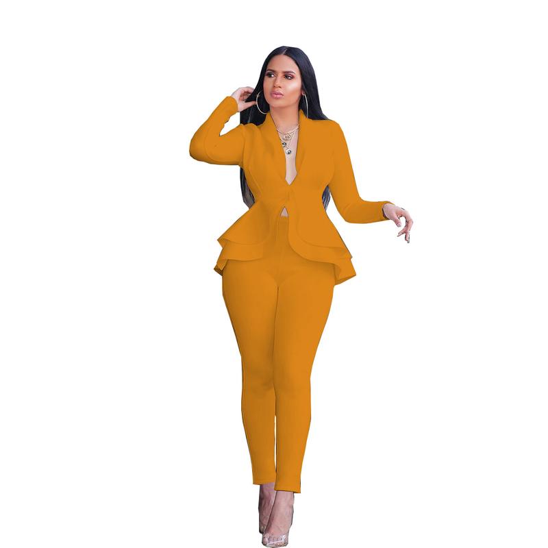 Saledress Outfits Women's Suit Sets 2 Piece Sets Sexy V Neck Business Casual Blazer Suit Pants Sets Women's Business Casual Blazer Set