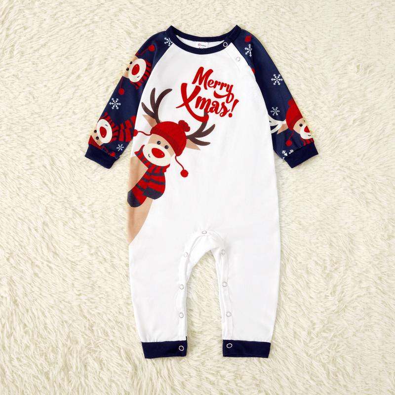 PatPat Christmas Family Pajamas Reindeer Pattern Big Graphic Raglan Sleeves Pajamas Sets