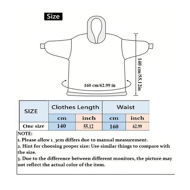 Plus Size Cartoon Hooded Blanket - 1Pcs Oversized Wearable Hoodie Blanket Cozy Nightgown with Big Pocket Casual Warm Womenswear Loungewear for Daily Wear Fit Nightwear Fit Nightwear