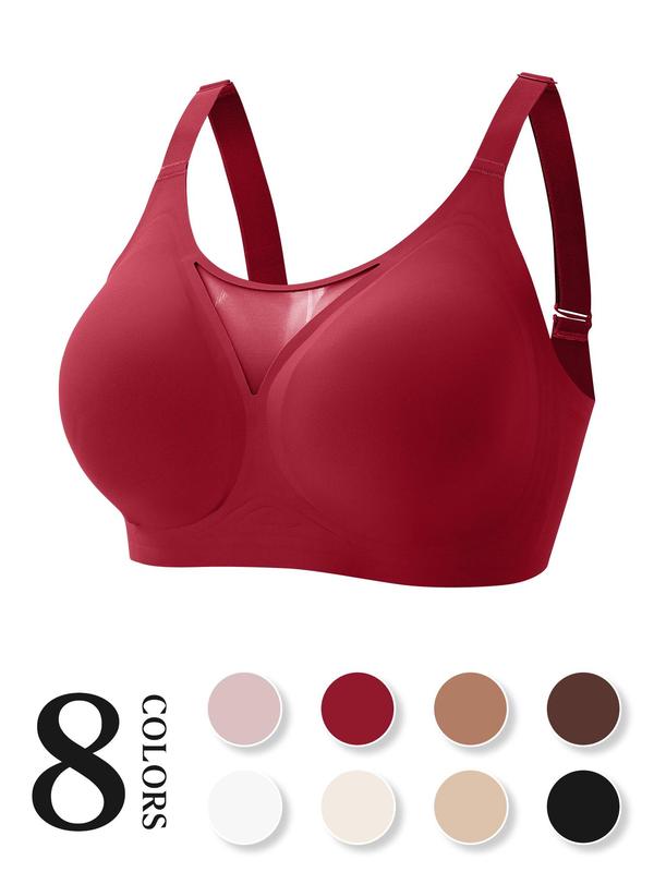 Women's Solid Contrast Mesh Wireless Bralette, Breathable Comfortable Bra, Women's Lingerie for All Seasons