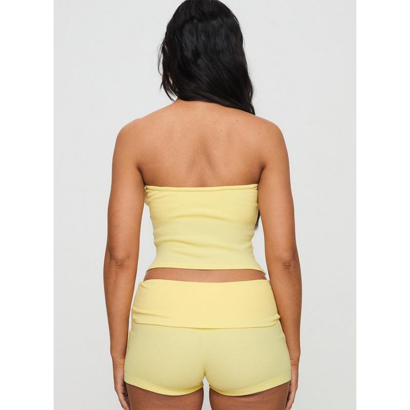 Baseline Strapless Rib Top Yellow