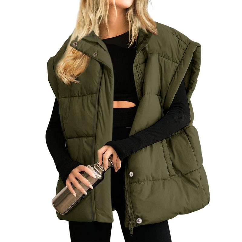 Womens Warm Puffer Vest Sleeveless Stand Collar Lightweight Puffy Coat Full Zip Winter Outerwear with Pockets