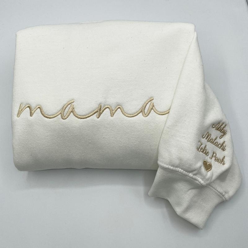 Mama Embroidered Crewneck Sweatshirt, New Mom Outfit, Pregnancy Reveal Clothing, Happy Mother's Day Gifts