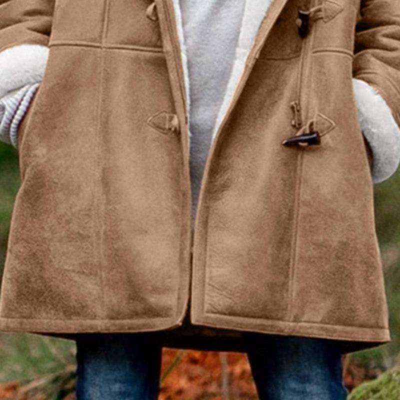 Winter Coats for Women 2024 Warm Plus Size Fleece Lined Jackets Button Hooded Peacoat Leather Outerwear