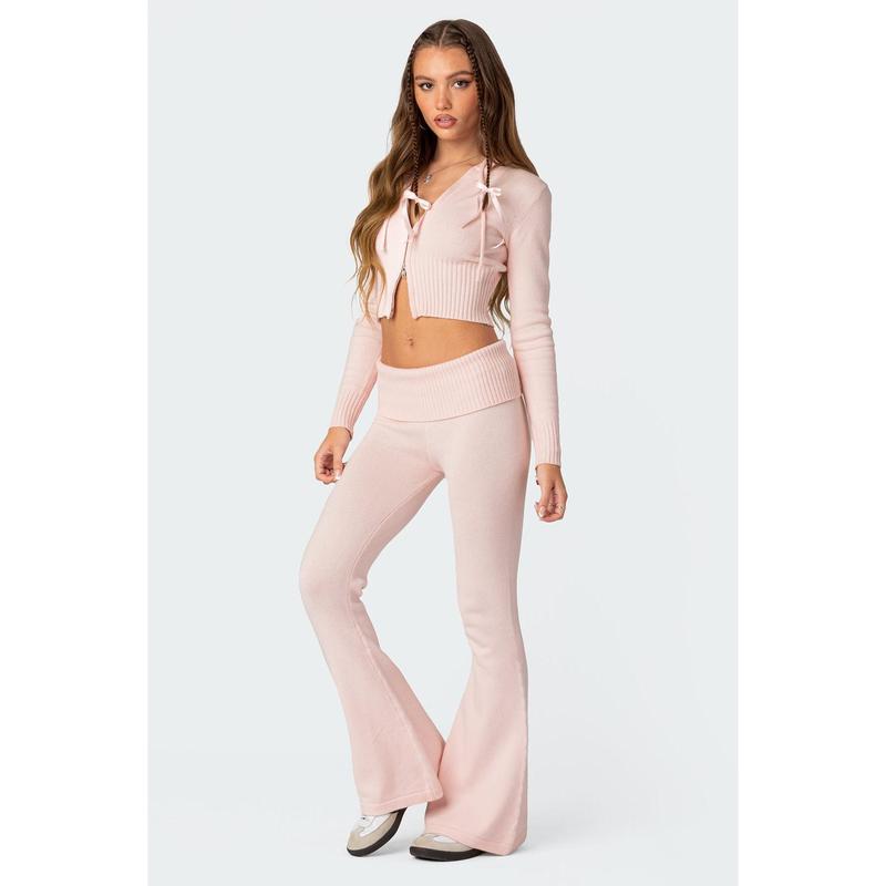 Desiree Knitted Low Rise Fold Over Pants