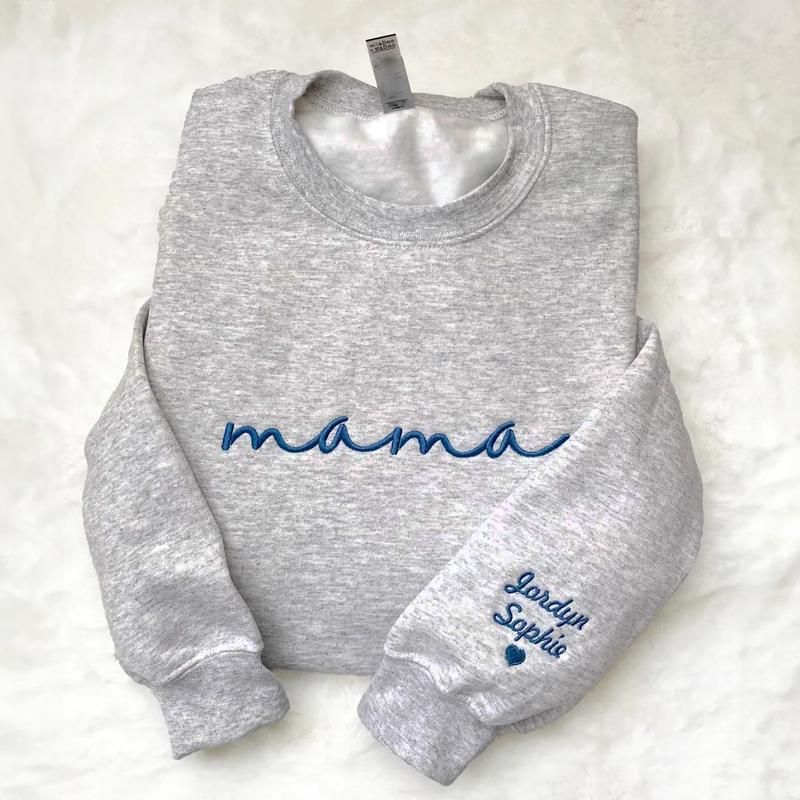 Mama Embroidered Crewneck Sweatshirt, New Mom Outfit, Pregnancy Reveal Clothing, Happy Mother's Day Gifts