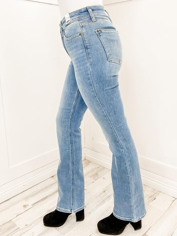 The Hannah Judy Blue High Waist Classic Contrast Wash Bootcut Jean