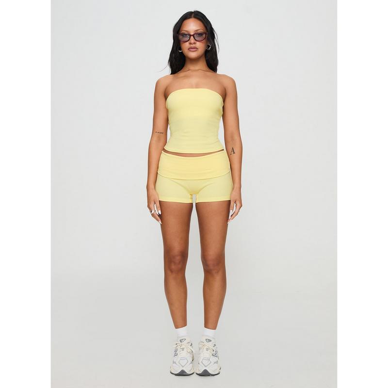 Baseline Strapless Rib Top Yellow