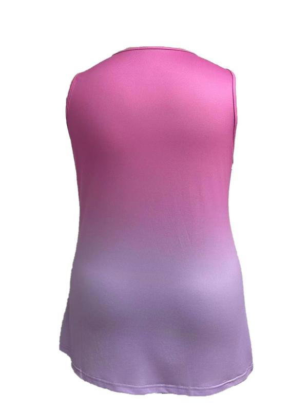  Ombre Ring Linked Tank Top, Casual Sleeveless Straps Top for Summer, Tank Tops for Women, Women's Plus Clothing for Daily Wear