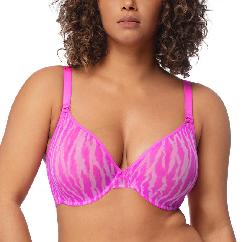 Zebra Wild Unlined Plus Size Breathable Soft Mesh No Padding Underwire Women Bra