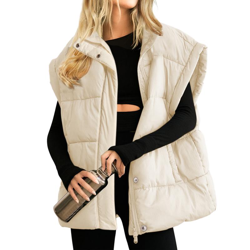 Womens Warm Puffer Vest Sleeveless Stand Collar Lightweight Puffy Coat Full Zip Winter Outerwear with Pockets