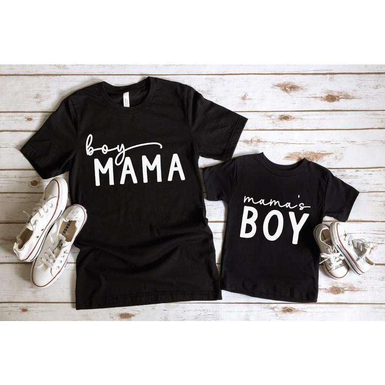 Mama's Boy Matching Shirts, Boy's Mama Matching Set, Mom and Son T-Shirt, Mother and Son T-Shirts, Mommy and Me, Mum and Me, Gift for Mom Womenswear Athletic