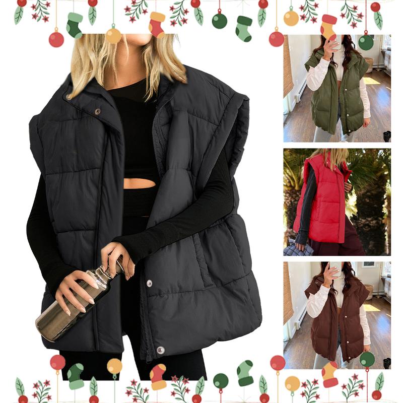 Womens Warm Puffer Vest Sleeveless Stand Collar Lightweight Puffy Coat Full Zip Winter Outerwear with Pockets