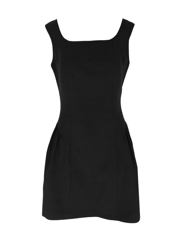 Women's Plain Square Neck Plicated Tank Dress, Elegant Fashion Casual Sleeveless A Line Dress for Daily Outdoor Wear, Ladies Dress for All Seasons