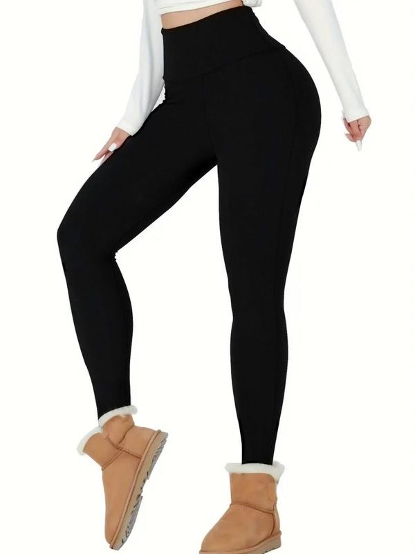 Women's Solid High Waist Leggings, Casual Comfy Warm Skinny Pants for Daily Wear, Ladies Bottoms for All Seasons