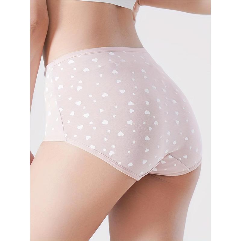 4pcs Cartoon Print Colorblock Briefs, Soft & Comfort High Waist Intimates Panties, Women's Lingerie & Underwear