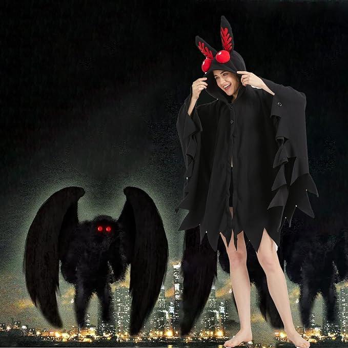 Unisex Mothman Costume Mothman Cosplay Hooded Christmas Costumes Party Cape