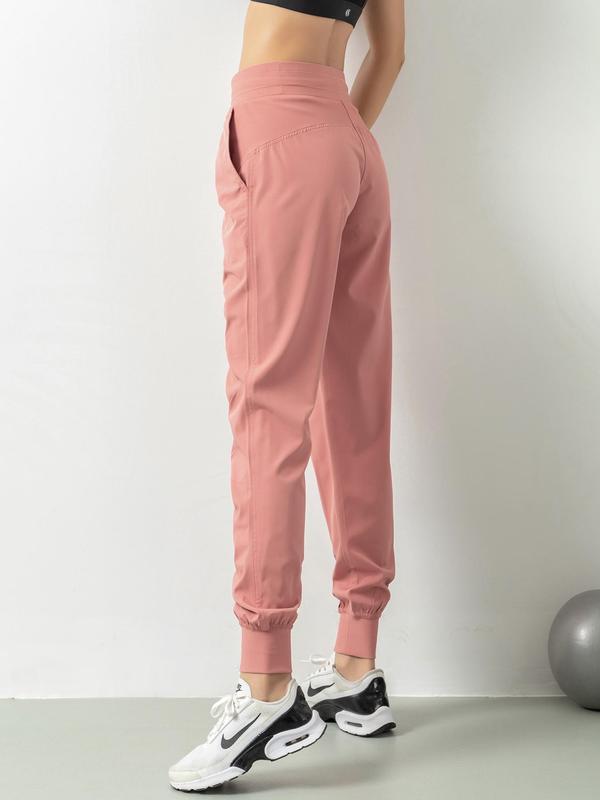 Women's Solid Ruched Drawstring Waist Sleep Jogger Pants, Casual Comfy Pocket Lounge Pants for Daily Wear, Pj Pants, Ladies Sleepwear & Loungewear for All Seasons