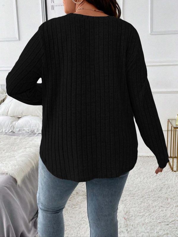  Solid V Neck Long Sleeve Tee, Casual Basic T-shirt for Fall & Winter, Women's Clothing for Daily Wear, 2000s Vintage Tops, Winter Clothes Women, Fall Clothing Women, Plus Size Clothing,