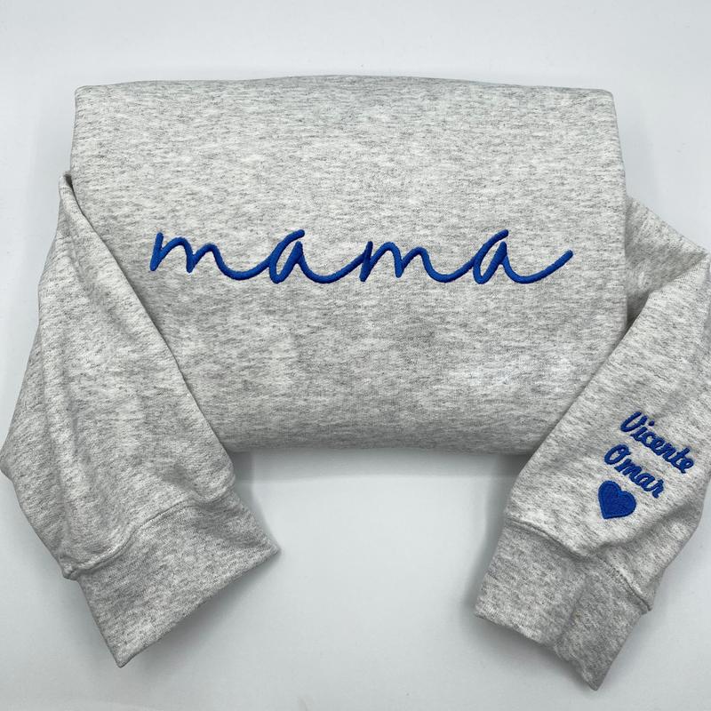 Mama Embroidered Crewneck Sweatshirt, New Mom Outfit, Pregnancy Reveal Clothing, Happy Mother's Day Gifts