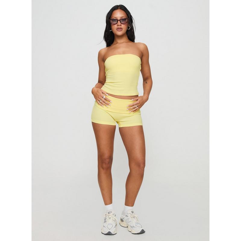 Baseline Strapless Rib Top Yellow