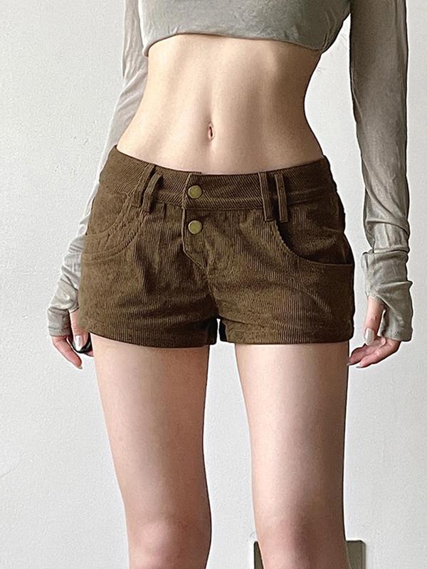 Women's Leopard Print Corduroy Shorts, Casual Fashion Shorts for Daily Outdoor Wear, Women Bottoms for Summer