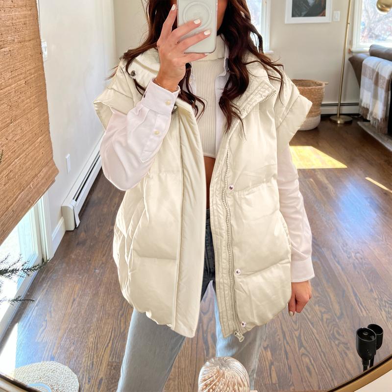 Womens Warm Puffer Vest Sleeveless Stand Collar Lightweight Puffy Coat Full Zip Winter Outerwear with Pockets