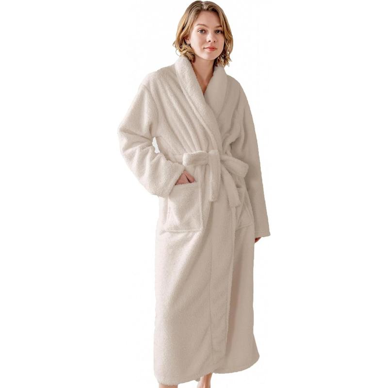 Soft Shawl Collar Lamb Fleece Bathrobe for Women, Innovative Fluffy and Curly Fleece, Premium Plush Soft Long Robe Womenswear Gowns Loungewear Nightwear