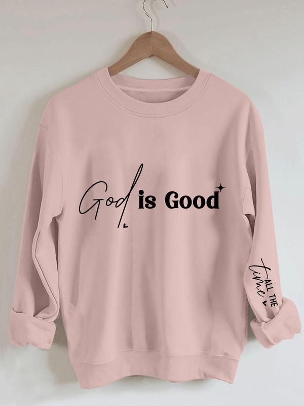 Women's Letter Print Round Neck Sweatshirt, Casual Long Sleeve Crew Neck Pullover for Spring & Fall, Fashion Women's Top for Daily Wear