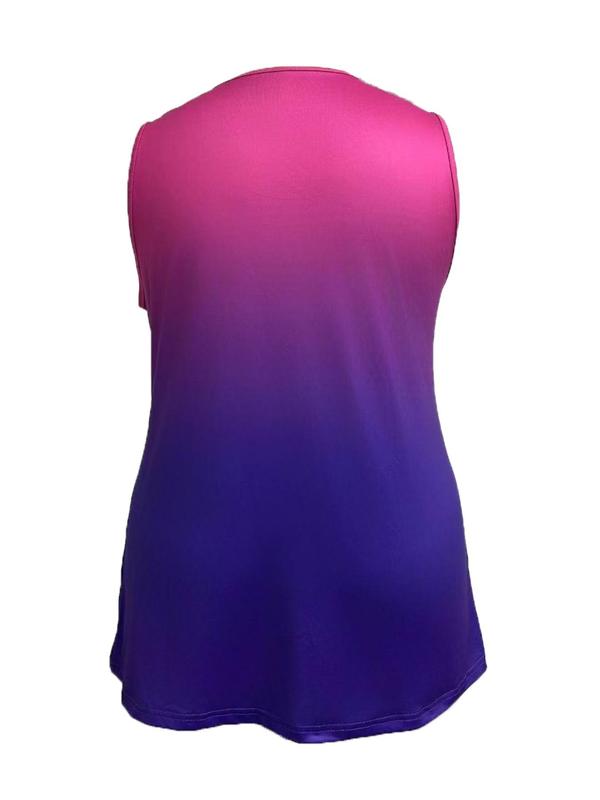  Ombre Ring Linked Tank Top, Casual Sleeveless Straps Top for Summer, Tank Tops for Women, Women's Plus Clothing for Daily Wear