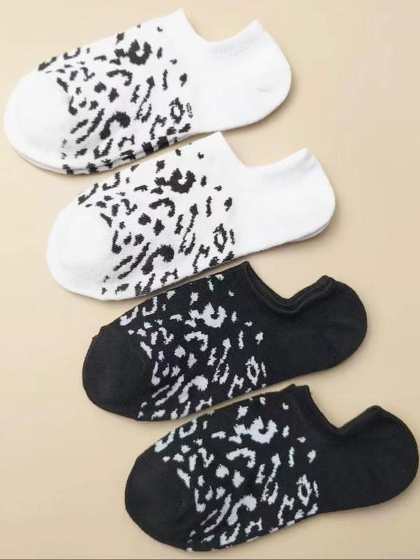 Women's Leopard Print Ankle Socks, Casual Comfortable Breathable Low Cut Socks for Daily Wear, Ladies Socks for All Seasons