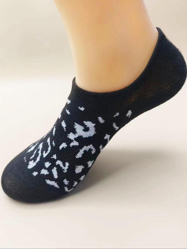 Women's Leopard Print Ankle Socks, Casual Comfortable Breathable Low Cut Socks for Daily Wear, Ladies Socks for All Seasons