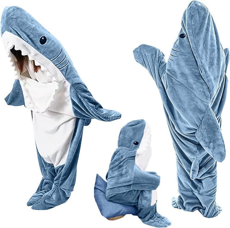 Shark Pajamas Blanket Hoodie Onesie for Family, Wearable Shark Blanket, Shark Sleeping Bag, Soft Cozy Shark Onesie Halloween Costume for Family, Ideal Gift for Friends,Pajama Party Comfort Overalls Clothing laborday deals