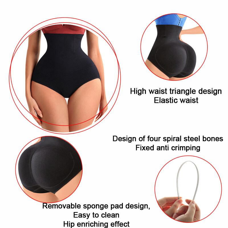 High waist padded underwear,removable thickening pad panties,hip lifting briefs for women with natural hip and tummy Tighten with two pad shaping underwear