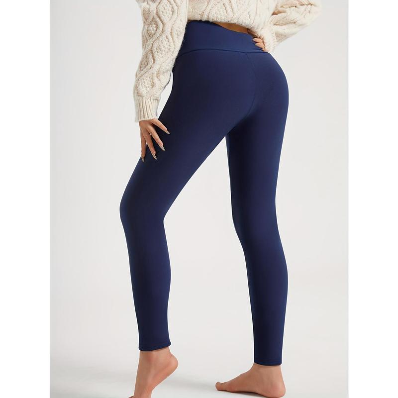 Cozy High-Waist Thermal Pocket Leggings for Women - Activewear Tights & Leggings with Soft Knitted Fabric, Solid Color, and Warmth for Autumn Winter - Perfect for Outdoor Activities and Casual Wear