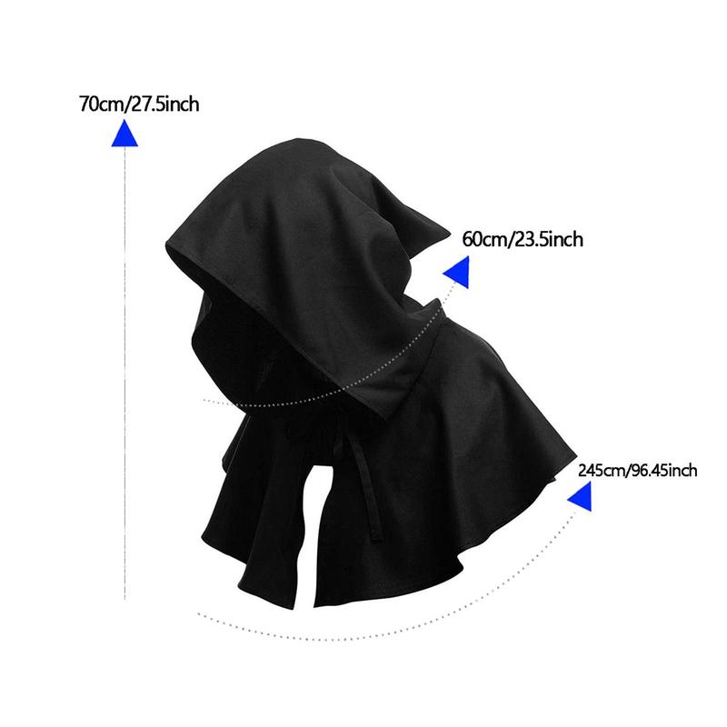 Solid Color Hooded Cape, Medieval Magic Cape, Cosplay Costume, Costume Accessories for Outdoor Sports, Party, Festival