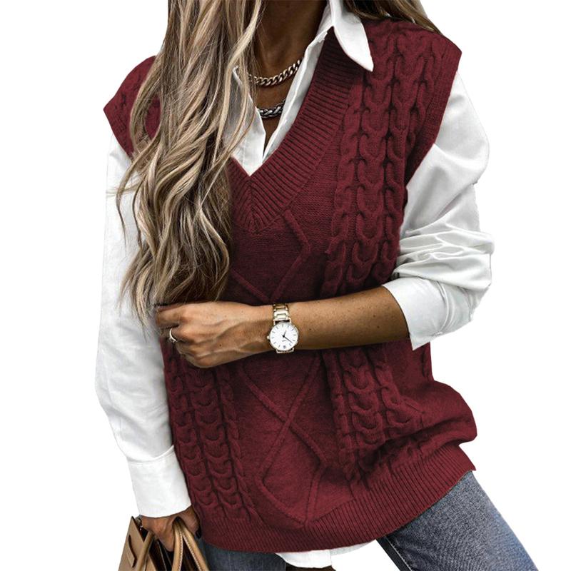 EVALESS Womens Sweater Vest V Neck Sleeveless Solid Color Ribbed Knitter Casual Loose Basic Pullover Sweaters Tops 2024 Womenswear Outfits